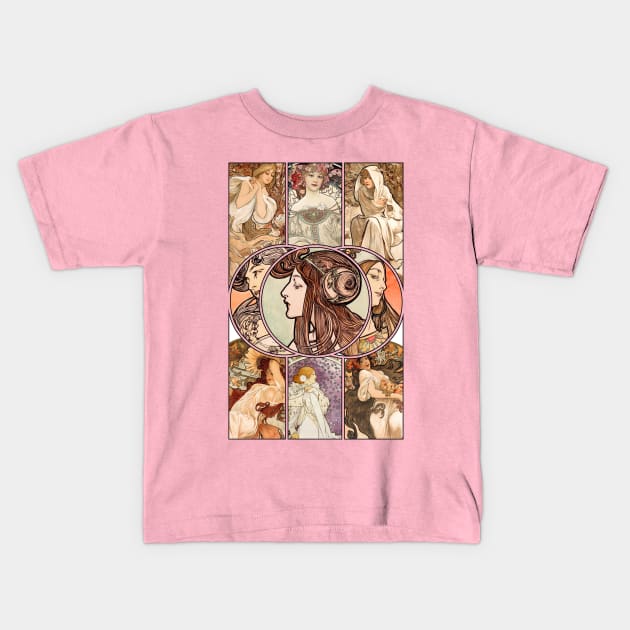 Art Nouveau Collection Kids T-Shirt by OneLittleCrow